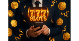 barbat in camasa monede de aur in aer