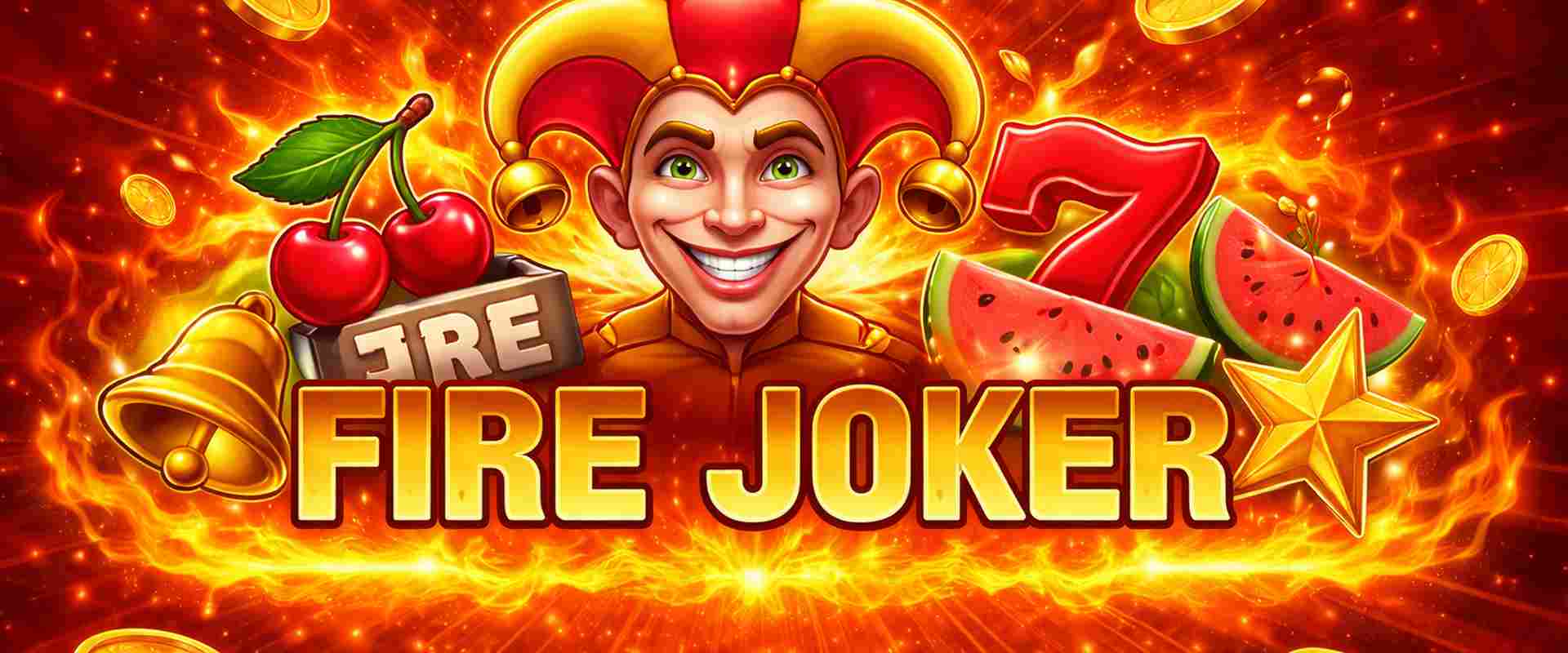 Fire Joker slot online – ecran de joc cu tematică de foc și simboluri clasice (7, fructe, joker)