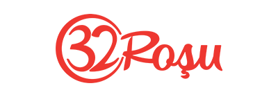32 Roșu logo scris cu litere de culoare roșie