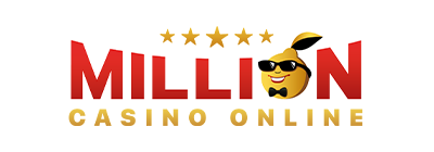 logo Million scris cu litere de culoare rosie si galbena pe fundal gri