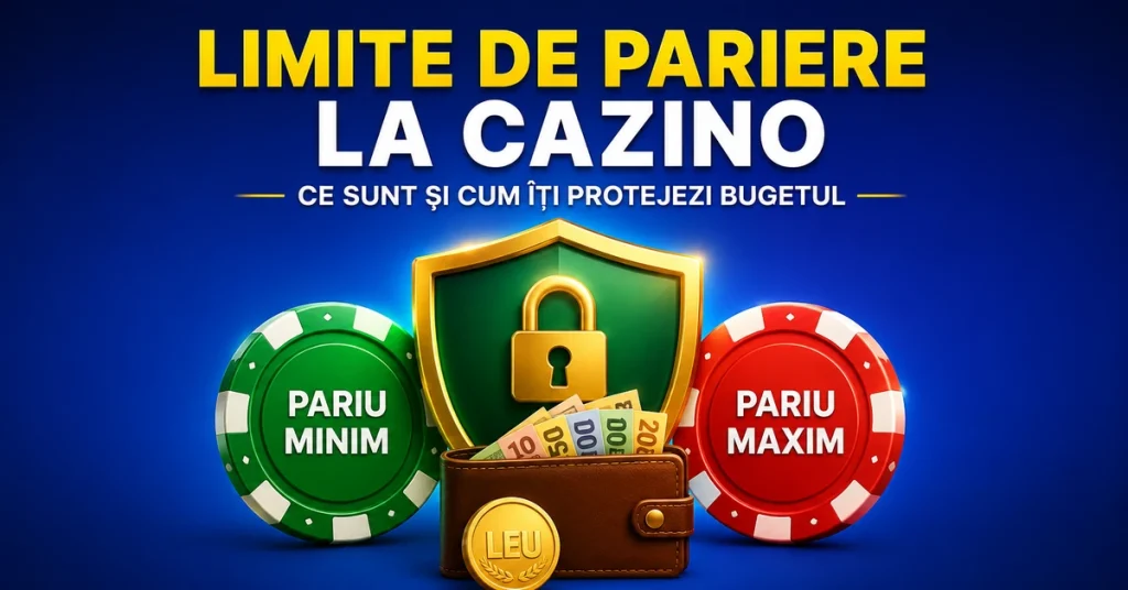 Limite de pariere la cazino, cu simbol de protecție a bugetului, portofel și jetoane pentru pariu minim și maxim