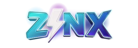 zinx logo cazino scris cu litere volumetrice de culoare albastra
